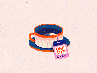 A cup of tea cup illustration tea tea bag teabag teacup typography