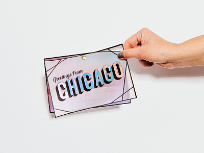 Greetings from Chicago Postcard chicago design greetings holographic postcard print type typography