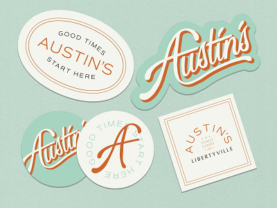 Austin's Eatery Stickers branding design eatery food illustration restaurant stickers