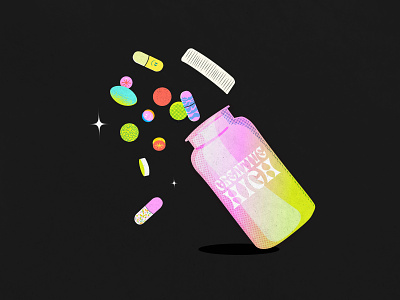Creative High bold bottle colorul create creative design drawing fall happy illustration pill serotonin