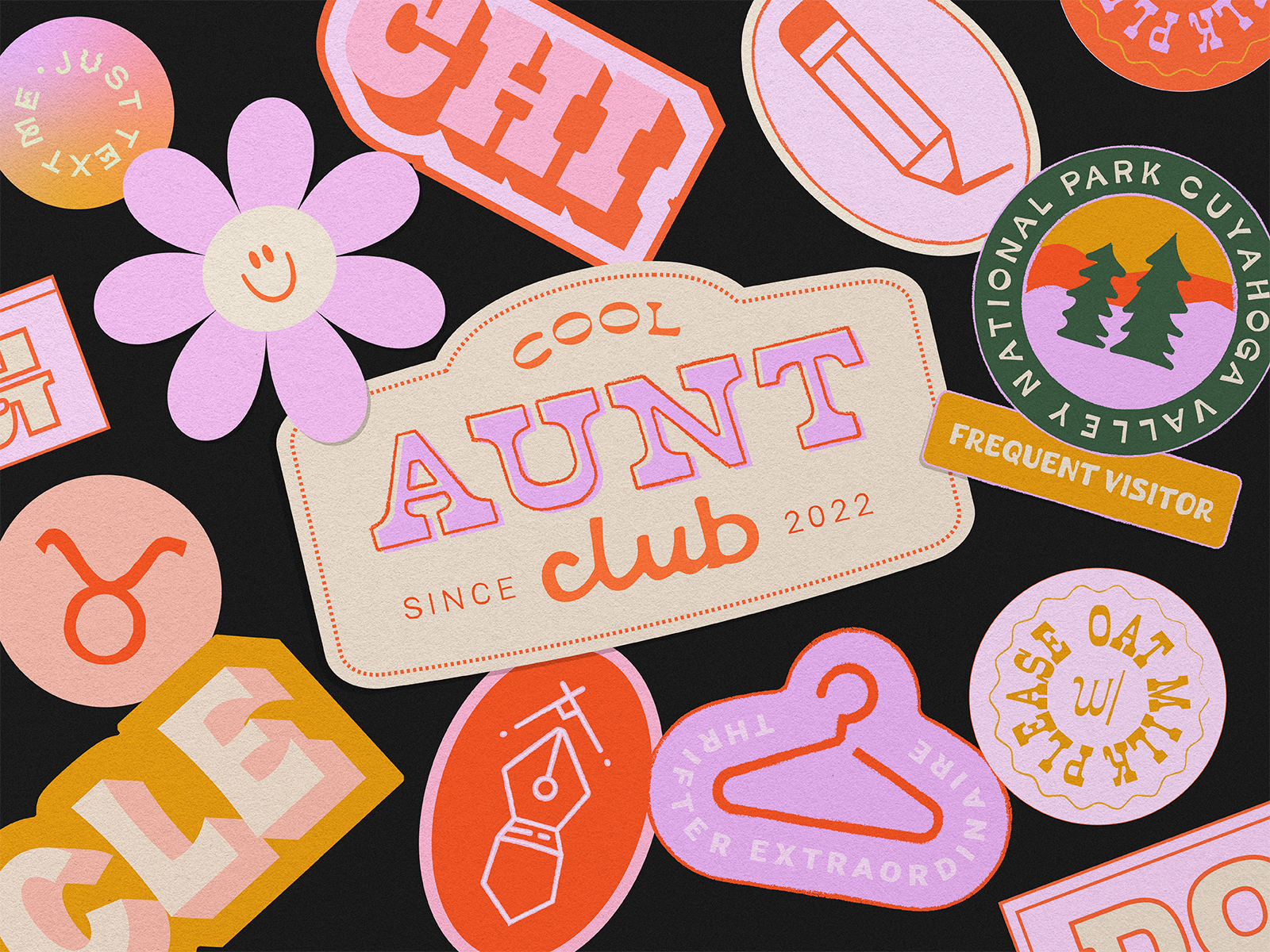 Cool Aunt Club aunt baby cvnp design drawing girl gradient illustration national parks pink taurus typography woman