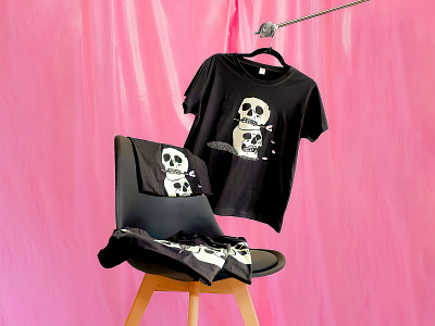 Skull Crossed Lovers Tshirt Design design drawing flower illustration lover merch rose skull swag tshirt typography