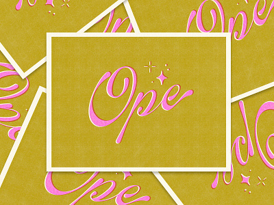 'Ope!' Risograph Print design gold illustration lettering midwest phrase pink print risograph texture typography