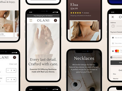 Olani Mobile Website design diffuser essential oil mobile ui ux wellness