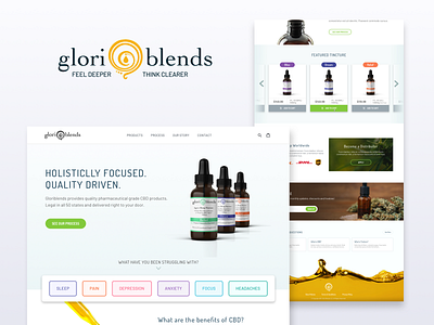 Gloriblends Website Design cannabis cbd cbd oil gloriblends homepage ui design web design website design
