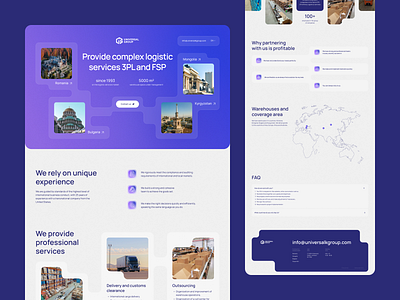 Web design of a logistics company color commercial project company design develop logistics tilda tilda publishing ui ux violet webdesign website