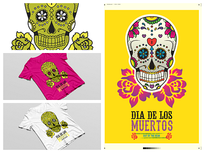 Day of The Dead Art T-shirt and Poster Design