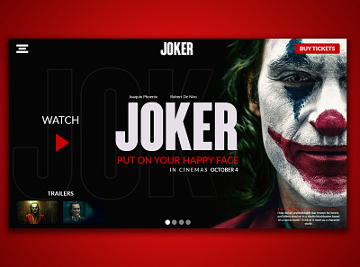 Joker Movie Landing Page Concept appdesign dribbblers mobileappdesign mubeenahmad uidesign uiuxdesigner userinterfacedesign ux uxigers uxui uxuidesign