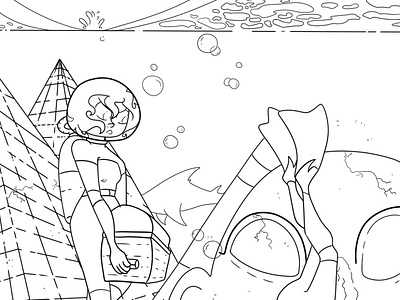 √ Coloring Book Scuba Diver - Sea Life Scuba Diving Illustration Page