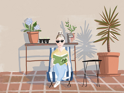 Harry Potter on the Patio books character illustration digital illustration harry potter reading world book day