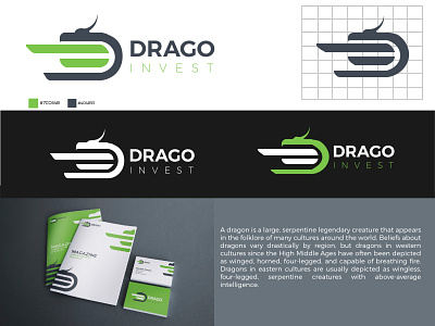 Drago Invest Company Logo Design With Branding 2020 trends app brand identity branding branding and identity branding design business company logo creative logo graphic design graphic design logo illustration logo logo branding logo design branding logo designer logo mark minimal modern simple