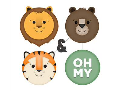 Lions, Tigers & Bears. OH MY bear design illustration lion simple tiger vector