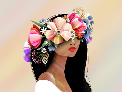 Flower Crown crown editorial floral flower girl illustration portrait texture vector