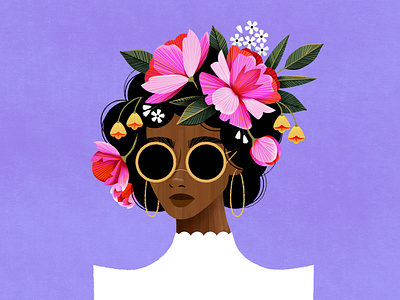 Peony Girl flower illustration portrait texture vector