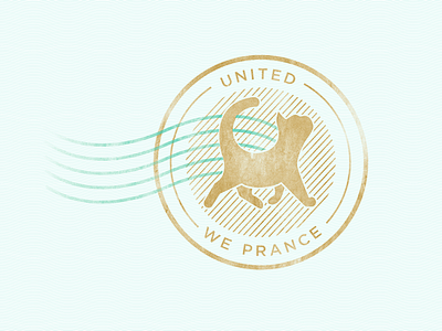 United We Prance cat illustration stamp united usa