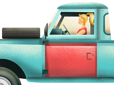 Trucker girl illustration ponytail texture truck