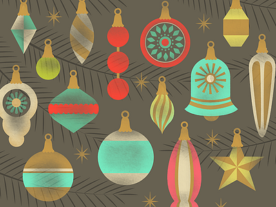 Got that feelin for the season christmas holidays illustration ornaments retro texture tree vector vintage