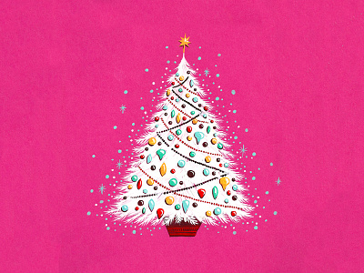 Vintage Christmas Tree christmas decoration gouache holiday illustration paint retro traditional tree vintage