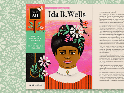 Ida B. Wells Illustration editorial floral ida b wells illustration portrait retro suffragate texture vector votes woman