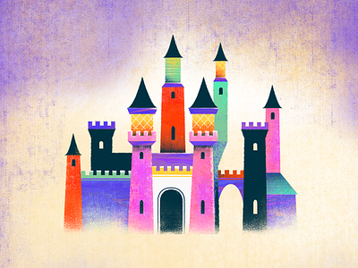 Magical Castle castle colorful fairytale illustration retro texture vector