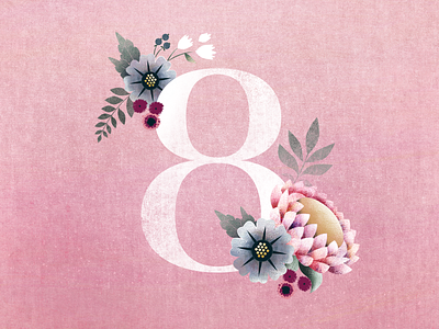 8 8 botanical decor eight floral flower illustration letter number wedding