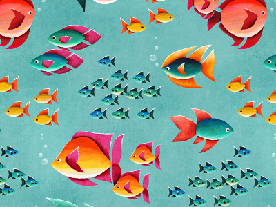 One Fish Two Fish fabric fish illustration ocean pattern repeat sea textile