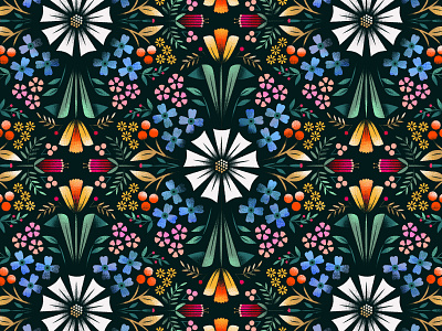 Recolored an old pattern to like, make it better floral flower illustration pattern repeat surface design wallpaper
