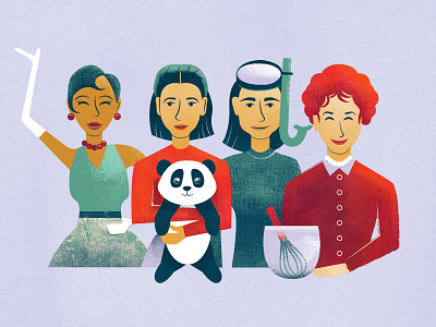 Power Ladies illustration panda people women