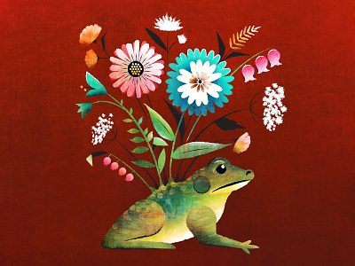 Magical Frog fairytale floral flower forest frog illustration magic toad