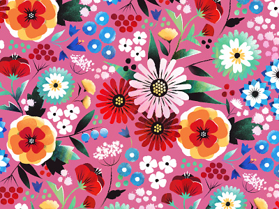 Colorful florals botanical colorful fabric floral flower illustration pattern pattern design surface design textile