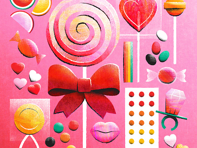 Valentine's Candy candy editorial illustration illustration lollipop ringpop texture valentines