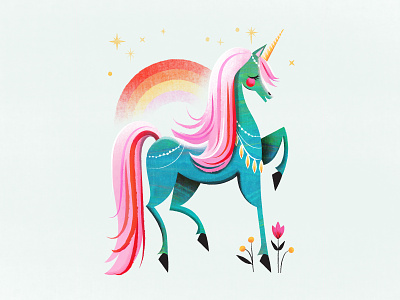 My Little Unicorn colorful fairytale horse illustration magical rainbow retro texture unicorn