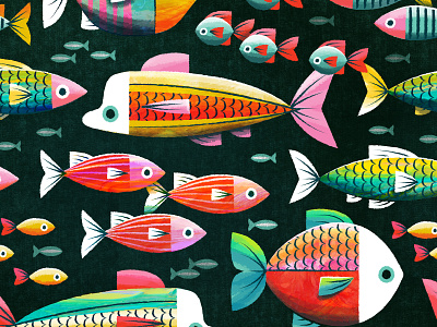 Fishy Fishy children coloful fish illustration kids ocean pattern sealife surface design