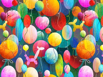 Party Balloons balloons birthday children colorful illustration kids pattern surface design