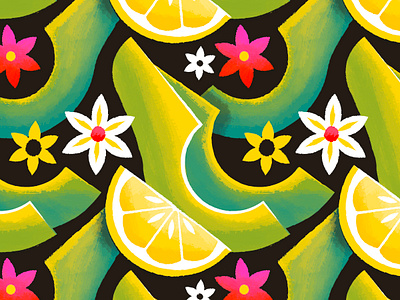 Avocado pattern avocado floral flower guacamole illustration lemon pattern surface design texture