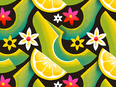 Avocado pattern avocado floral flower guacamole illustration lemon pattern surface design texture