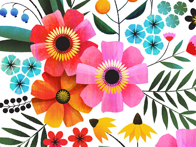 Flowers in my favorite colors botanical colorful floral flower illustration illustration art patterndesign surfacedesign texture vector