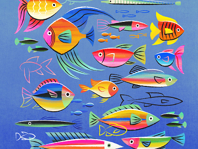 Fishy Friends color fish illustration tropical