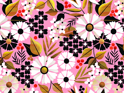 Sweet September autumn berry fall flora floral flower pattern summer texture vector