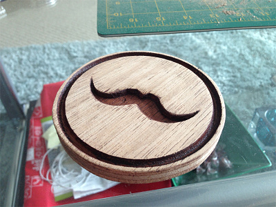 Coaster Tash coasters engraved moustache treated wood