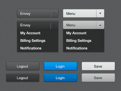 Recon Button Set button buttons download dropdown login menu psd