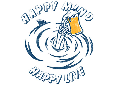 happy mind happy live apparel apparel design badge beer design design for sale forsale illustration sale seal skull skulls surf surface design surfing tshirt vibes vintage vintage design wave