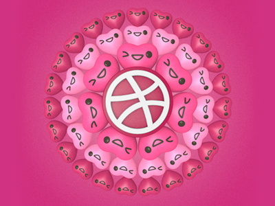 Hello dribbble 3d candy character cute debut kaleidoscope pink sweet thanks