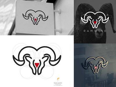 Ram Wine Logo animals awesome branding clean corporate branding design elegant goat grid illustration line logo logodesign minimal modern ram simple typography ux vector