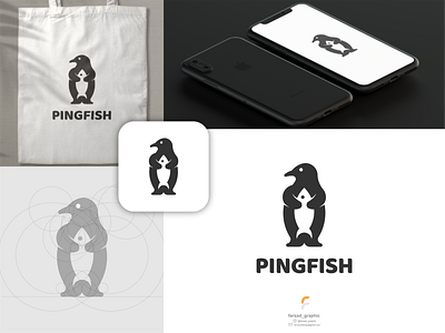 Pingfish Logo awesome brand identity clean corporate branding design dual meaning fish grid illustration inspiration logo logodesign minimal modern penguin simple typography vector