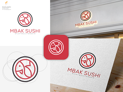 Mbak Sushi Logo branding corporate branding design fish golden ratio graphic design grid illustration inspirations japan logo mockup modern restaurant simple sushi typography vector