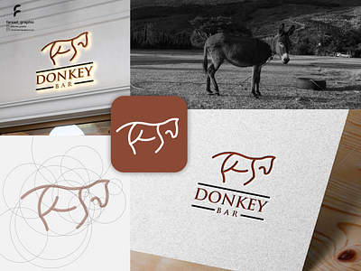 Donkey Bar Logo animals awesome branding classic corporate branding design donkey elegant grid illustration inspirations logo logodesign minimal modern simple typography vector