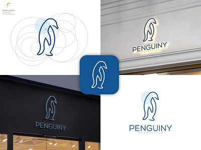 Penguiny Logo animal awesome branding circle clean corporate branding design golden ratio grid illustration inspirations line logo logodesign modern penguin simple typography vector