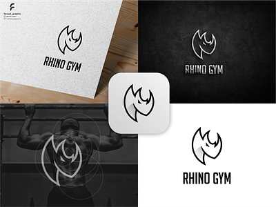 Rhino Gym Logo animals awesome branding clean corporate branding design grid illustration inspirations logo logodesign minimal modern rhino simple typography vector wild