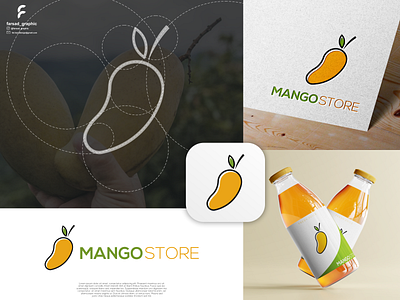 Mango Store Logo awesome branding clean corporate branding design fresh fruit grid illustration inspirations line logo logodesign mango minimal modern simple typography vector